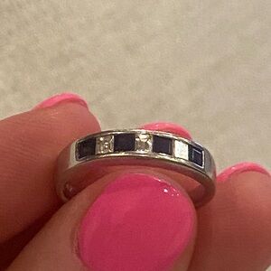 Sapphire and Diamond Channel Set Ring